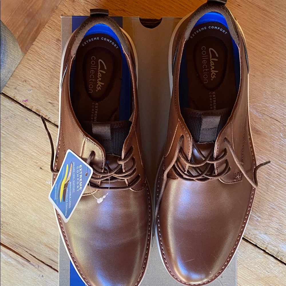 Clarks Brantin Plain Dark Tan Leather - 12M